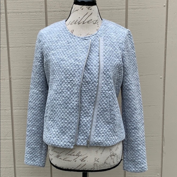 ANN TAYLOR FACTORY Heather Gray Quilt Moto Jacket - Picture 6 of 11